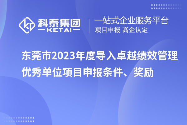 東莞市2023年度導(dǎo)入卓越績(jī)效管理優(yōu)秀單位項(xiàng)目申報(bào)條件、獎(jiǎng)勵(lì)