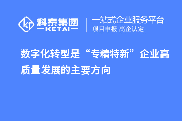 數(shù)字化轉(zhuǎn)型是“專精特新”企業(yè)高質(zhì)量發(fā)展的主要方向