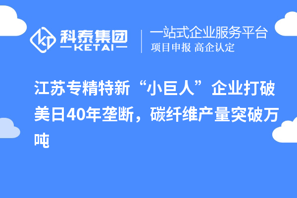 江蘇專精特新“小巨人”企業(yè)打破美日40年壟斷，碳纖維產量突破萬噸