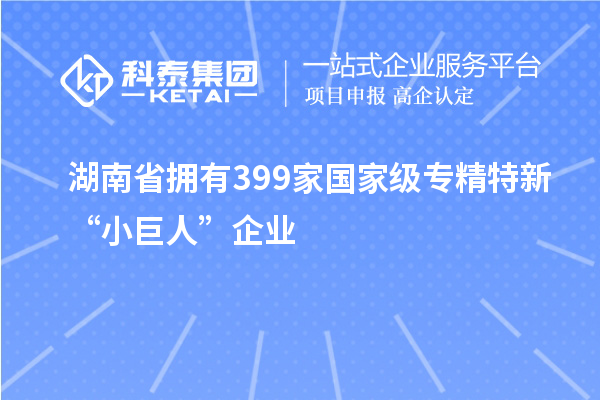 湖南省擁有399家國家級(jí)專精特新“小巨人”企業(yè)