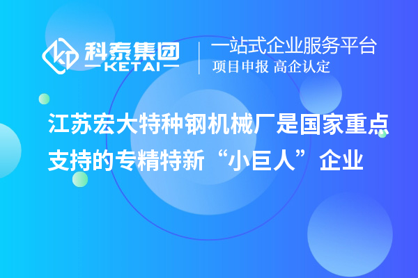 江蘇宏大特種鋼機(jī)械廠是國家重點(diǎn)支持的專精特新“小巨人”企業(yè)