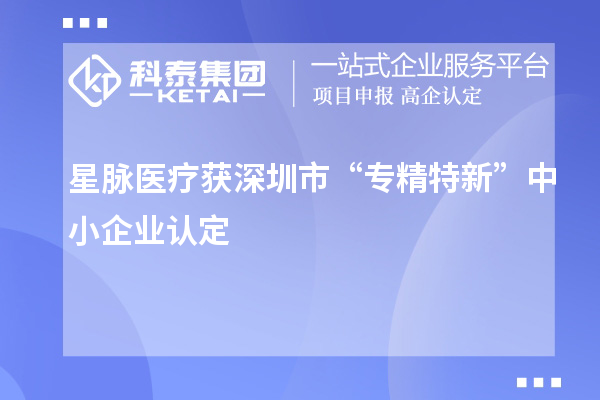 星脈醫(yī)療獲深圳市“專精特新”中小企業(yè)認(rèn)定