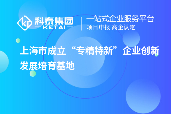 上海市成立“專精特新”企業(yè)創(chuàng)新發(fā)展培育基地