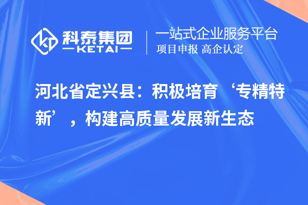 河北省定興縣：積極培育‘專精特新’，構(gòu)建高質(zhì)量發(fā)展新生態(tài)