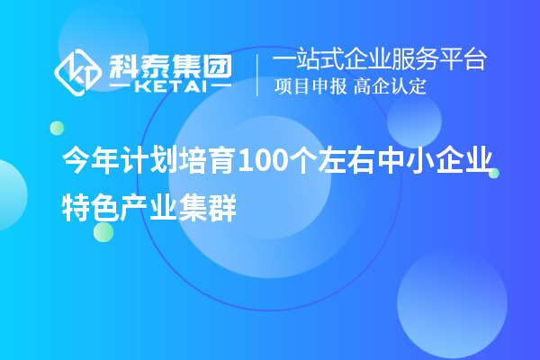 今年計(jì)劃培育100個(gè)左右中小企業(yè)特色產(chǎn)業(yè)集群