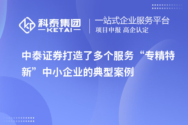 中泰證券打造了多個服務(wù)“專精特新”中小企業(yè)的典型案例