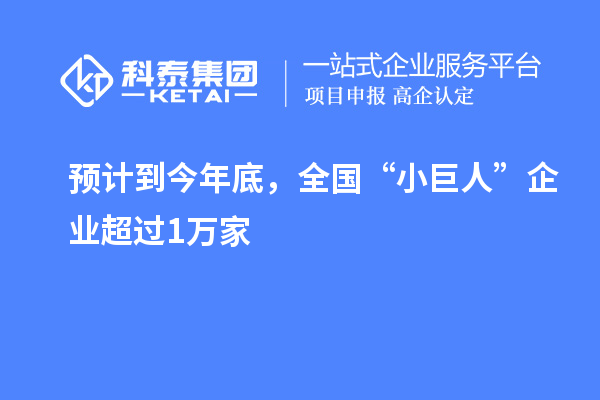 預計到今年底，全國“小巨人”企業(yè)超過1萬家