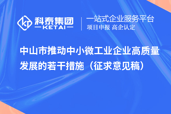 中山市推動(dòng)中小微工業(yè)企業(yè)高質(zhì)量發(fā)展的若干措施（征求意見稿）