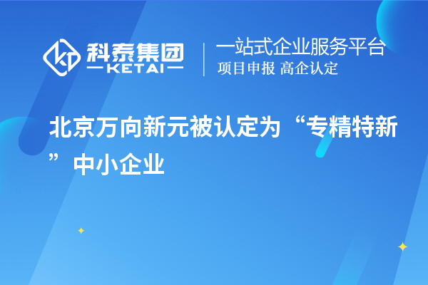 北京萬(wàn)向新元被認(rèn)定為“專精特新”中小企業(yè)