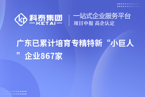 廣東已累計(jì)培育專精特新“小巨人”企業(yè)867家