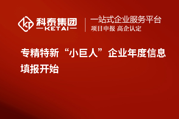 專精特新“小巨人”企業(yè)年度信息填報開始