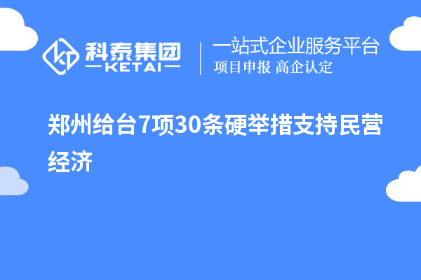 鄭州給臺(tái)7項(xiàng)30條硬舉措支持民營(yíng)經(jīng)濟(jì)