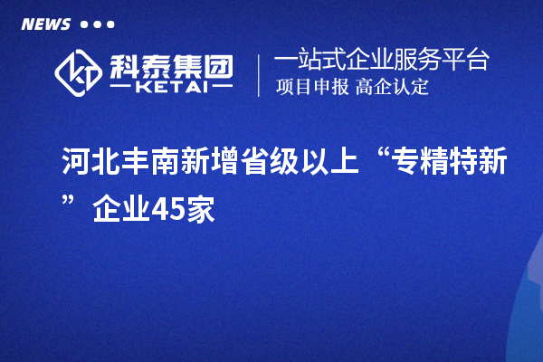 河北豐南新增省級以上“專精特新”企業(yè)45家