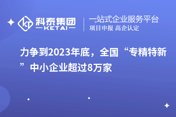 力爭(zhēng)到2023年底，全國(guó)“專精特新”中小企業(yè)超過(guò)8萬(wàn)家