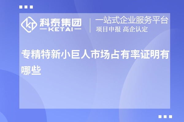 專精特新小巨人市場(chǎng)占有率證明有哪些