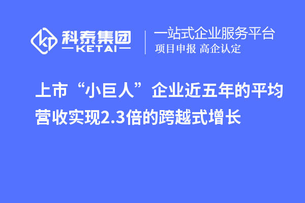 上市“小巨人”企業(yè)近五年的平均營(yíng)收實(shí)現(xiàn)2.3倍的跨越式增長(zhǎng)