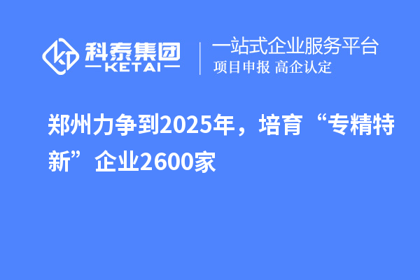 鄭州力爭到2025年，培育“專精特新”企業(yè)2600家