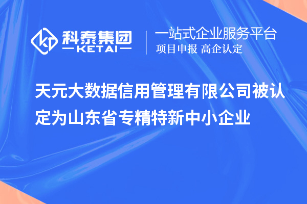 天元大數(shù)據(jù)信用管理有限公司被認定為山東省專精特新中小企業(yè)