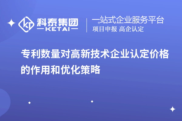 專利數(shù)量對(duì)高新技術(shù)企業(yè)認(rèn)定價(jià)格的作用和優(yōu)化策略