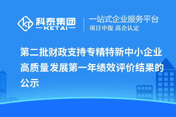 第二批財政支持專精特新中小企業(yè)高質(zhì)量發(fā)展第一年績效評價結(jié)果的公示