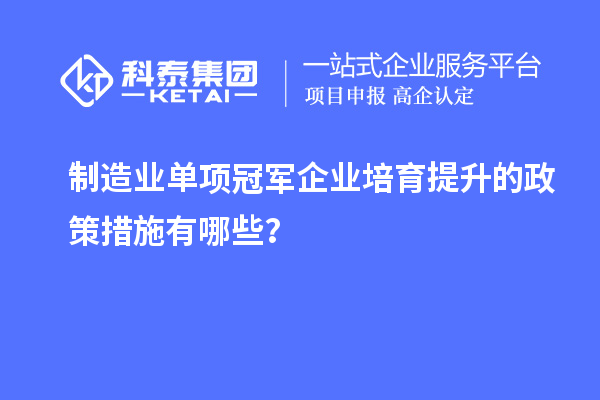 制造業(yè)單項冠軍企業(yè)培育提升的政策措施有哪些？