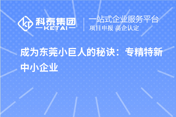 成為東莞小巨人的秘訣：專精特新中小企業(yè)