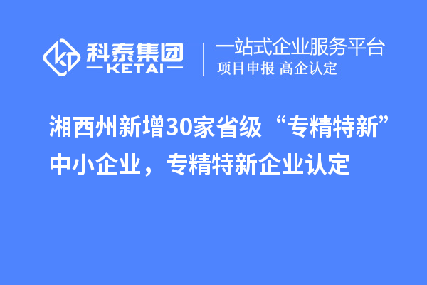 湘西州新增30家省級 “專精特新”中小企業(yè)，專精特新企業(yè)認定