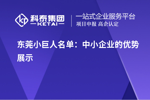 東莞小巨人名單：中小企業(yè)的優(yōu)勢展示