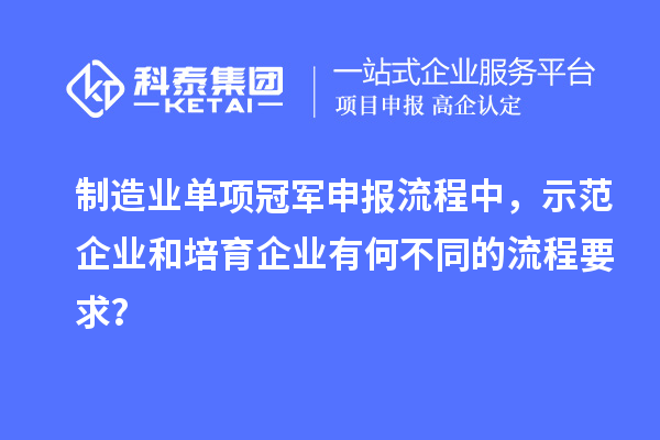 制造業(yè)單項(xiàng)冠軍申報(bào)流程中，示范企業(yè)和培育企業(yè)有何不同的流程要求？