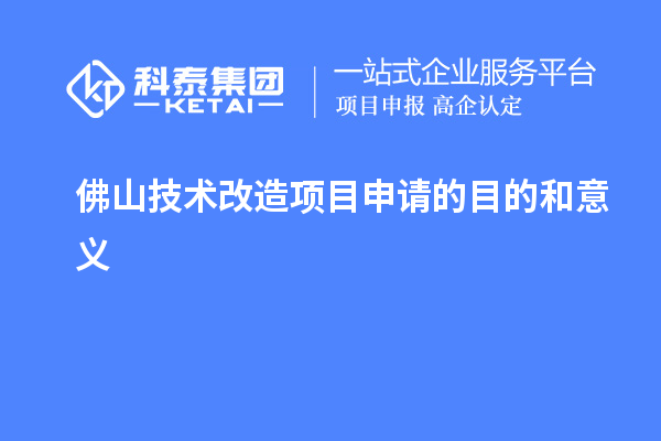 佛山技術(shù)改造項(xiàng)目申請(qǐng)的目的和意義