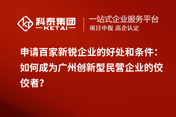 申請百家新銳企業(yè)的好處和條件：如何成為廣州創(chuàng)新型民營企業(yè)的佼佼者？