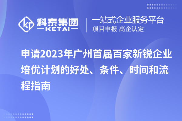 申請2023年廣州首屆百家新銳企業(yè)培優(yōu)計劃的好處、條件、時間和流程指南