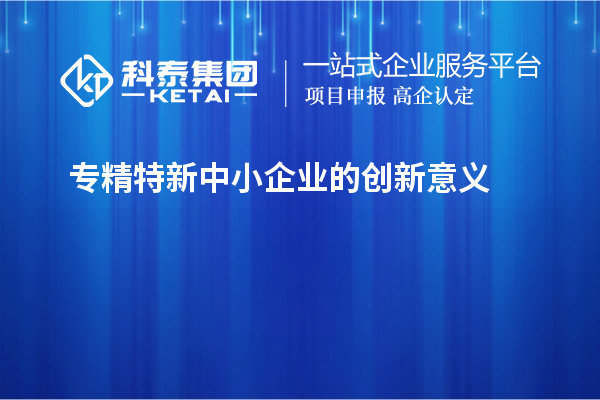 專精特新中小企業(yè)的創(chuàng)新意義