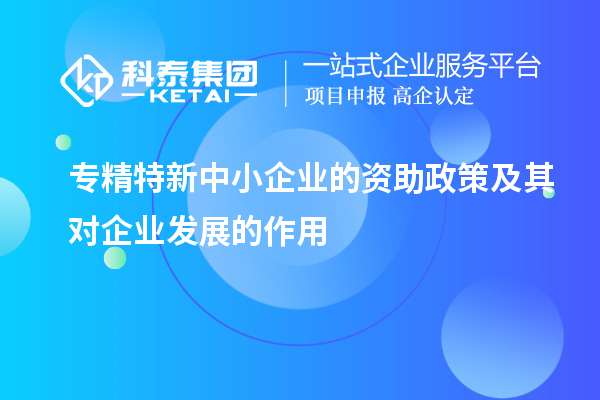 專精特新中小企業(yè)的資助政策及其對企業(yè)發(fā)展的作用