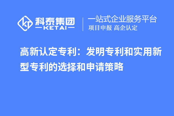 高新認(rèn)定專利：發(fā)明專利和實(shí)用新型專利的選擇和申請(qǐng)策略