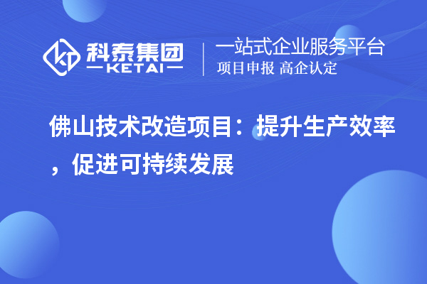  佛山技術(shù)改造項目：提升生產(chǎn)效率，促進可持續(xù)發(fā)展