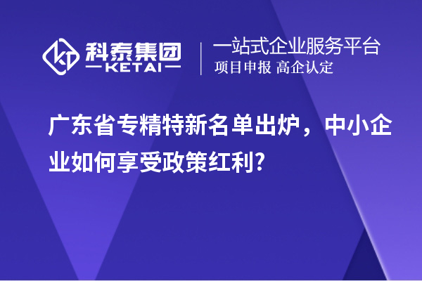 廣東省專精特新名單出爐，中小企業(yè)如何享受政策紅利?