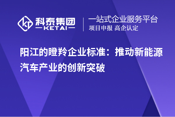 陽江的瞪羚企業(yè)標(biāo)準(zhǔn)：推動新能源汽車產(chǎn)業(yè)的創(chuàng)新突破