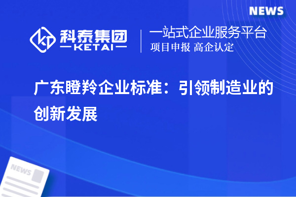 廣東瞪羚企業(yè)標準：引領(lǐng)制造業(yè)的創(chuàng)新發(fā)展