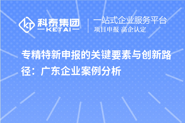 專精特新申報的關鍵要素與創(chuàng)新路徑：廣東企業(yè)案例分析