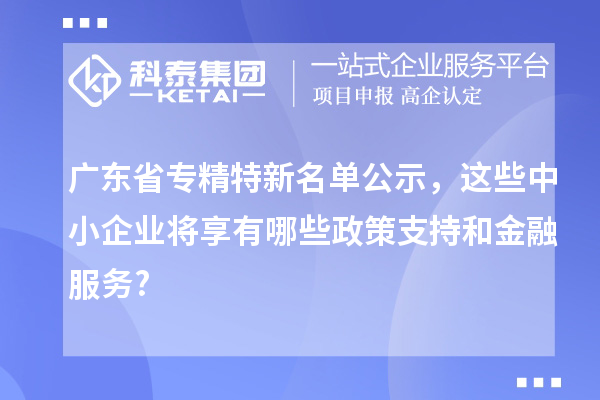 廣東省專(zhuān)精特新名單公示，這些中小企業(yè)將享有哪些政策支持和金融服務(wù)?