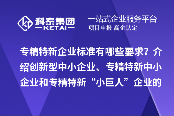 專精特新企業(yè)標(biāo)準(zhǔn)有哪些要求？介紹創(chuàng)新型中小企業(yè)、專精特新中小企業(yè)和專精特新“小巨人”企業(yè)的評(píng)價(jià)和認(rèn)定標(biāo)準(zhǔn)