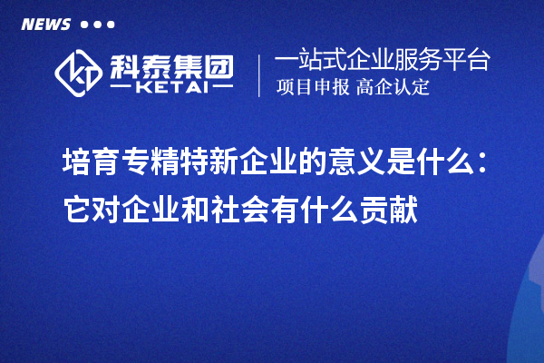 培育專精特新企業(yè)的意義是什么：它對(duì)企業(yè)和社會(huì)有什么貢獻(xiàn)