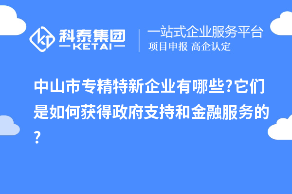 中山市專精特新企業(yè)有哪些?它們是如何獲得政府支持和金融服務(wù)的?