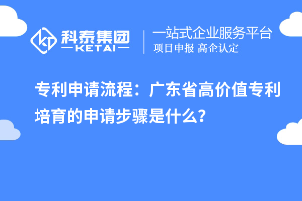 專利申請流程：廣東省高價值專利培育的申請步驟是什么？