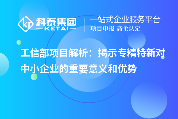 工信部項(xiàng)目解析：揭示專精特新對(duì)中小企業(yè)的重要意義和優(yōu)勢(shì)