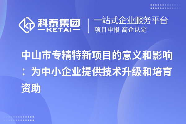 中山市專精特新項目的意義和影響：為中小企業(yè)提供技術升級和培育資助