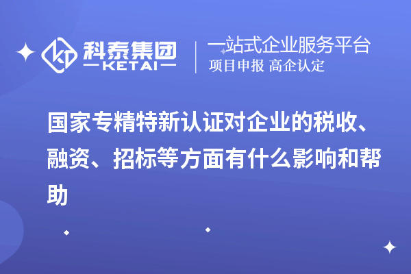 國家專精特新認(rèn)證對(duì)企業(yè)的稅收、融資、招標(biāo)等方面有什么影響和幫助