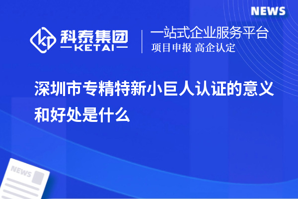 深圳市專精特新小巨人認證的意義和好處是什么