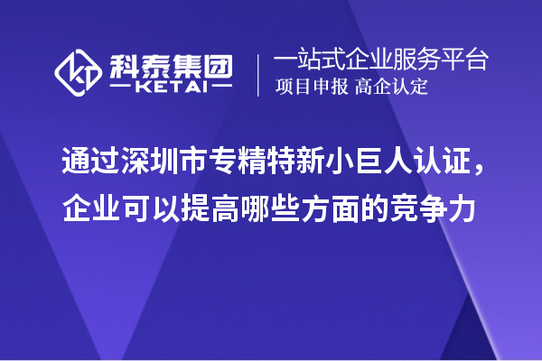 通過深圳市專精特新小巨人認(rèn)證，企業(yè)可以提高哪些方面的競爭力